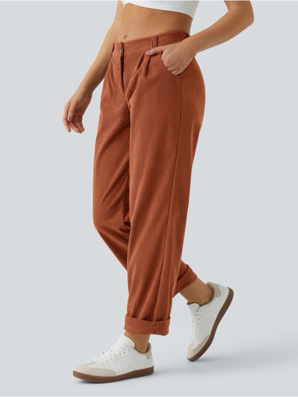 NWT HALARA Mid Rise Zipper Pocket Corduroy Casual Pants Size Medium - Picture 3 of 11